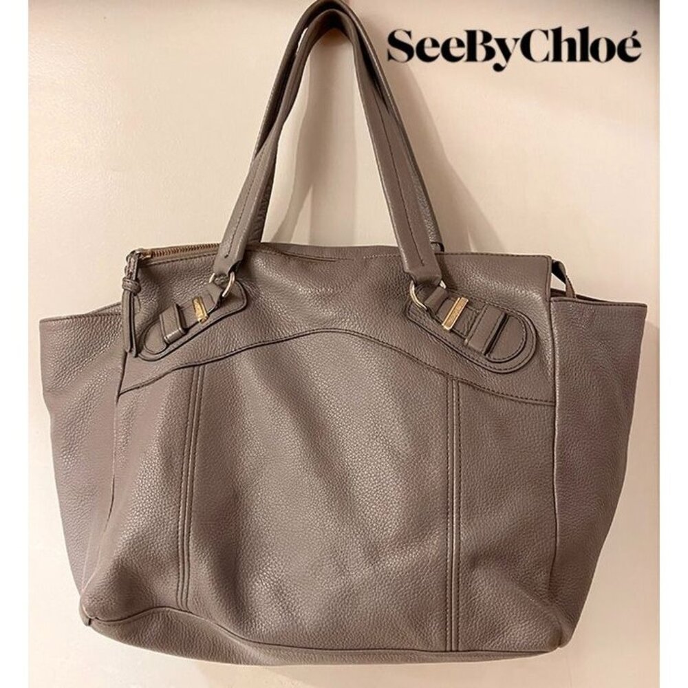 Mid 2000s See by Chloé Taupe gray leather shoulder bag, wear 2 ways